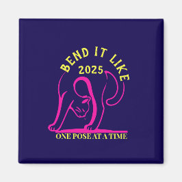 Anpassadet "Bend It like 2025" Yoga Cat Magnet