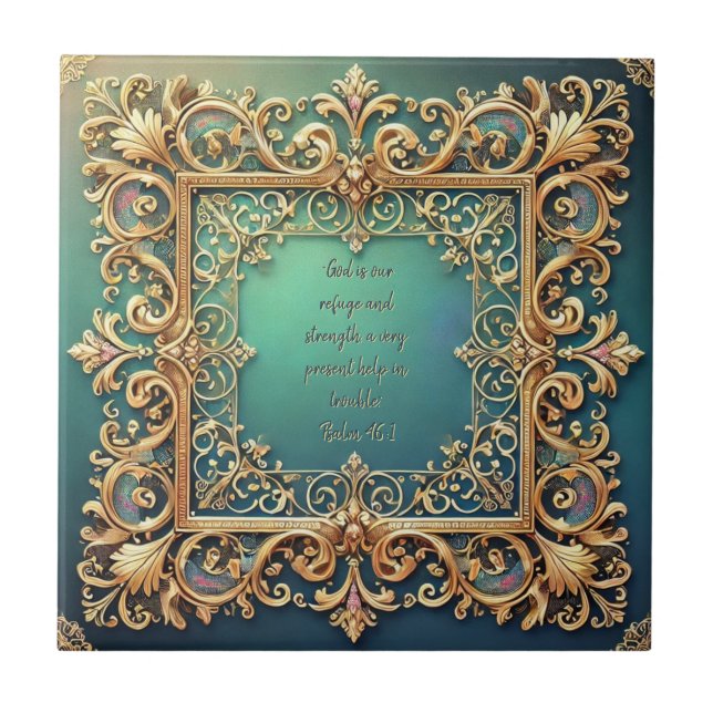 Anpassadet Bibelverser i kvadratisk filigree Ram Kakelplatta (Framsidan)