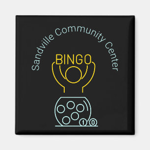 Anpassadet Bingo Night Neon Line Art Magnet