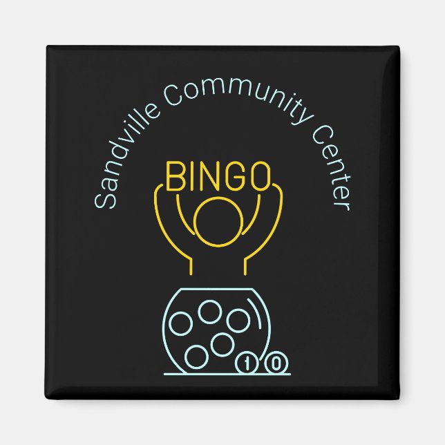 Anpassadet Bingo Night Neon Line Art Magnet (Framsidan)