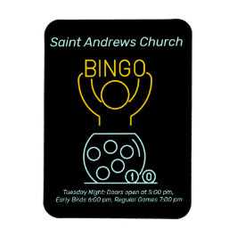 Anpassadet Bingo Night Neon Line Art Magnet
