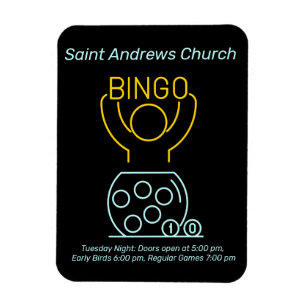 Anpassadet Bingo Night Neon Line Art Magnet