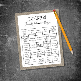 Anpassadet Bingo-spelkort för Family Reunion Burla Reklamblad