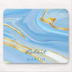 Anpassadet Blå himmel Guld Glitter Marble Musmatta