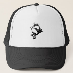 Anpassadet Black and White Badger Saxophone Truckerkeps
