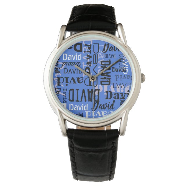 ANPASSADET Black Blue Watch Armbandsur (Framsida)