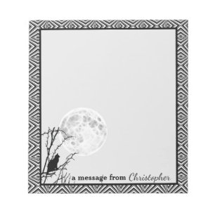 Anpassadet Black Cat Full Moon Geometric Gräns Anteckningsblock