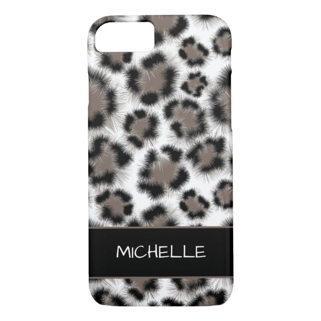 Anpassadet Black Taupe Leopard Print Case-Mate iPhone Skal (Baksida)