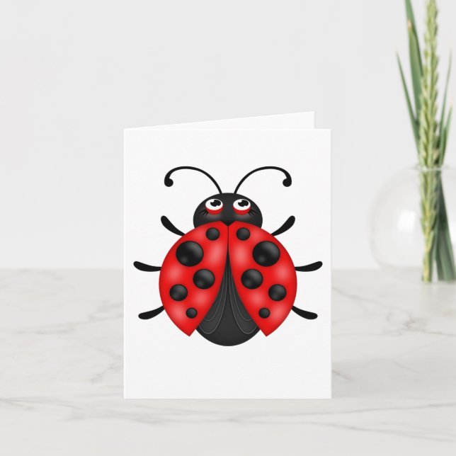 Anpassadet Blank Tecknad Red Ladybug Notecards Kort (Framsida)