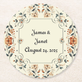 Anpassadet Blommigt av smörgrädde Underlägg Papper Rund