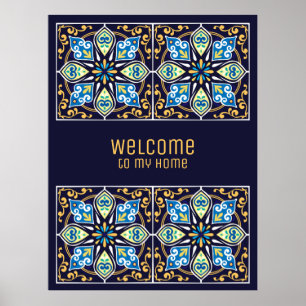 Anpassadet blue Azulejos Poster