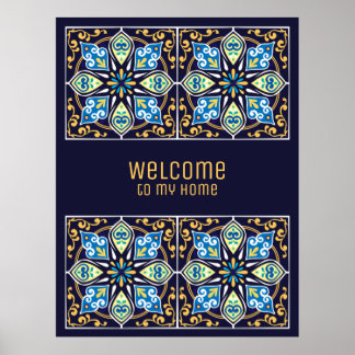 Anpassadet blue Azulejos Poster