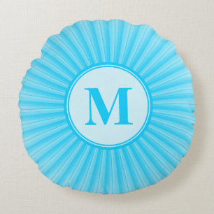 Anpassadet Blue Sol Monogram Rund Kudde