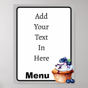 Anpassadet Blueberry Cupaka Menu Poster