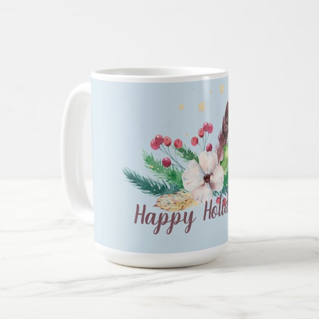 Anpassadet Boho Winter Bouquet Kaffemugg (Framsida vänster)