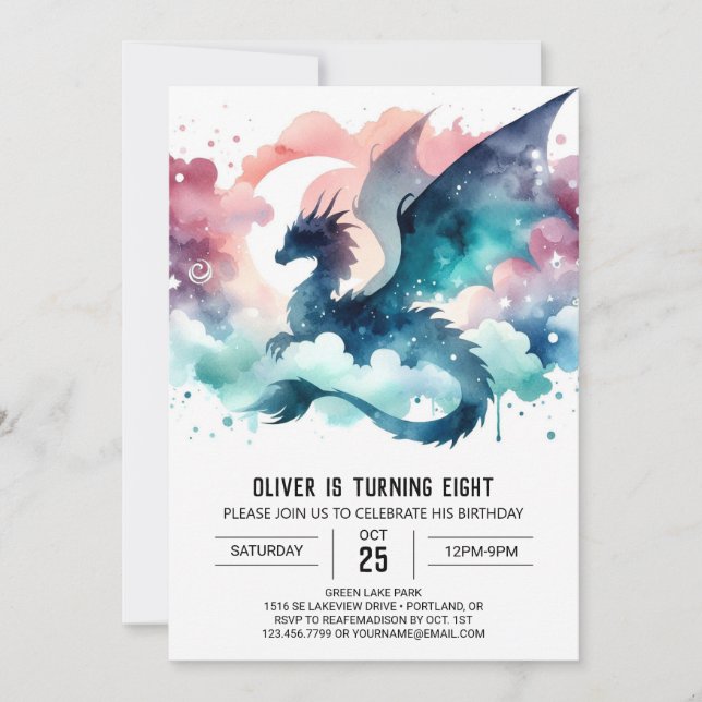 Anpassadet Bold Dragon Birthday Inbjudningar (Framsida)