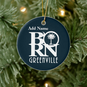 Anpassadet BORN Greenville South Carolina Julgransprydnad Keramik