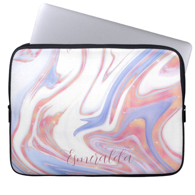 Anpassadet Bubblegum Marble Laptop Fodral (Framsidan)