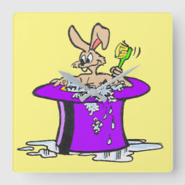 Anpassadet Bubbling Bunny Square Wall Clock Fyrkantig Klocka