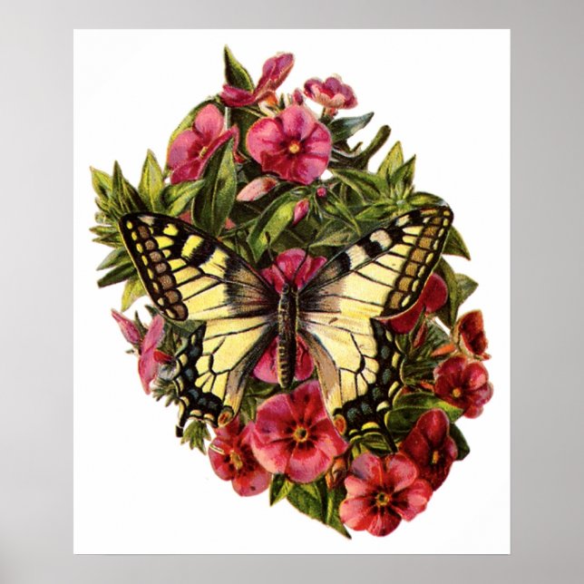 Anpassadet Butterfly och Flowers Poster (Framsidan)