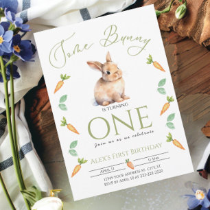 Anpassadet Carrots från Bunny First-födelsedagen Inbjudningar