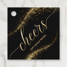 Anpassadet Cheers Guld Glitter Birthday