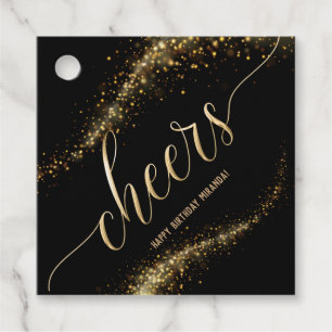 Anpassadet Cheers Guld Glitter Birthday Gåvor Etiketter