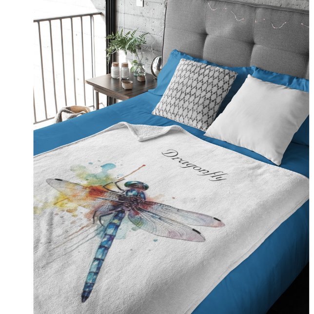 Anpassadet Colorful Dragonfly Fleecefilt (Skapare uppladdad)