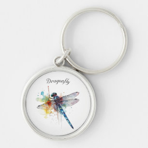 Anpassadet Colorful Dragonfly Rund Silverfärgad Nyckelring