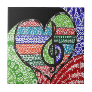 Anpassadet Colorful Rainbow Music Heart Kakelplatta