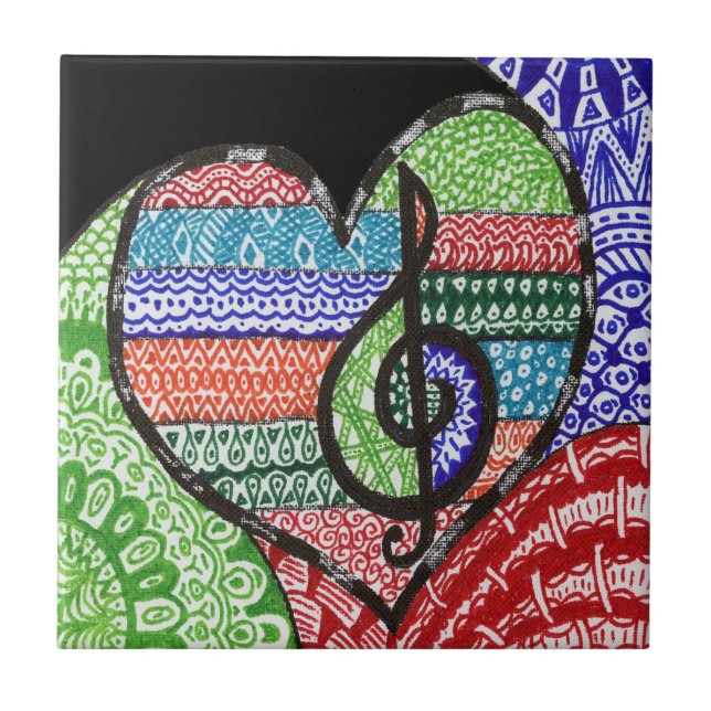 Anpassadet Colorful Rainbow Music Heart Kakelplatta (Framsidan)