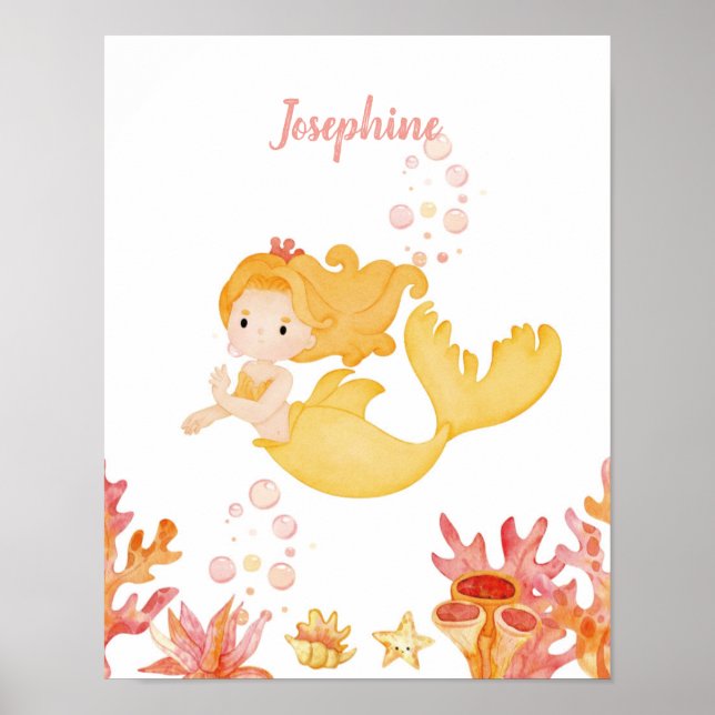 Anpassadet Coral Reef Dreams Sjöjungfru Poster (Framsidan)