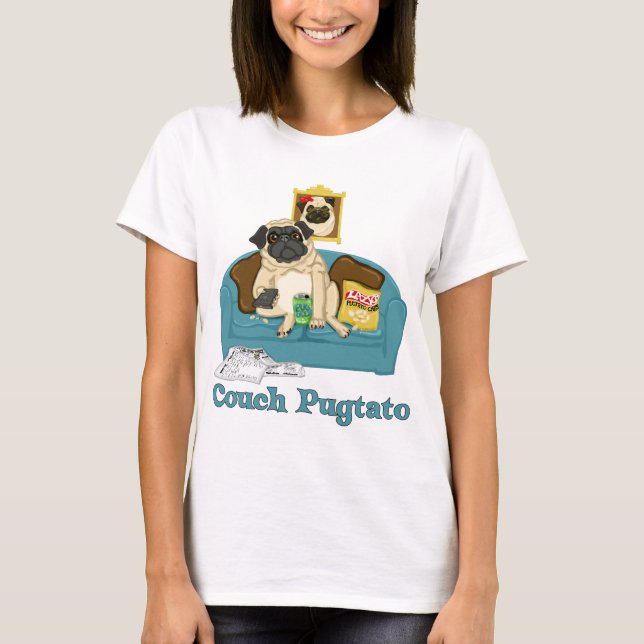 Anpassadet Couch Pugtato Tees, gåvor Tröja (Framsida)