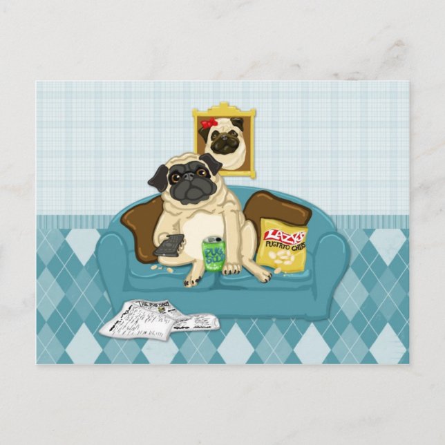 Anpassadet Couch Pugtato Tees, gåvor Vykort (Framsida)