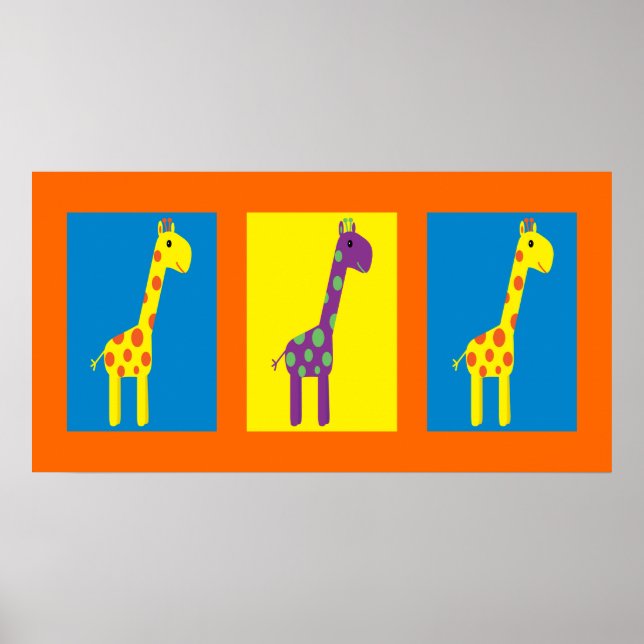 Anpassadet Cute & Colorful Giraffes Poster (Framsidan)