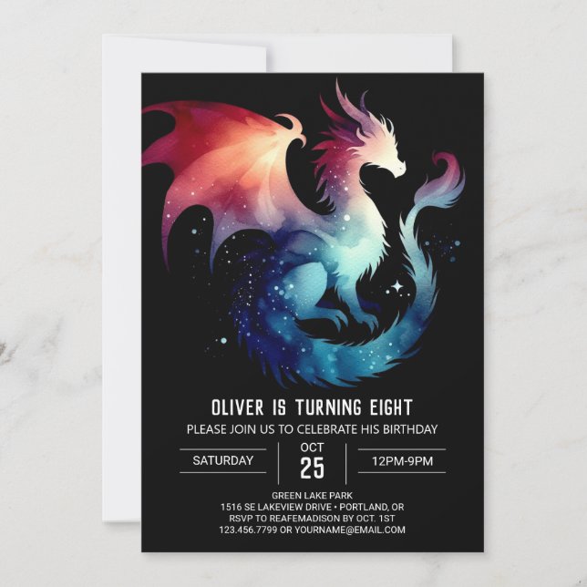 Anpassadet Cute Dragon Birthday Inbjudningar (Framsida)