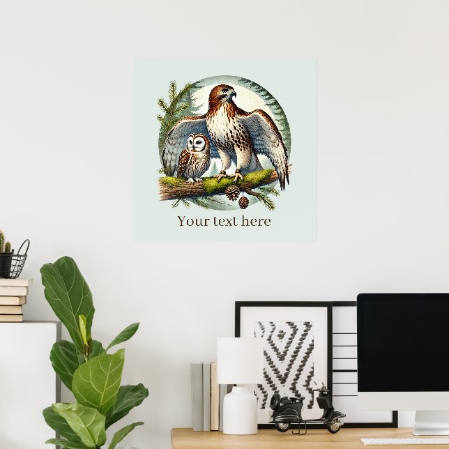 Anpassadet Cute eagle och uggla Poster (Hemmakontoret)
