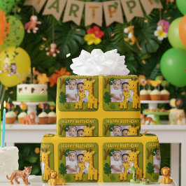 Anpassadet Cute Giraffe Birthday Photo Presentpapper