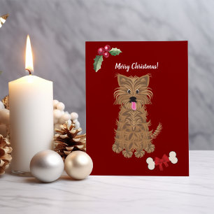 Anpassadet Cute Girl Yorkie Hund Julkort