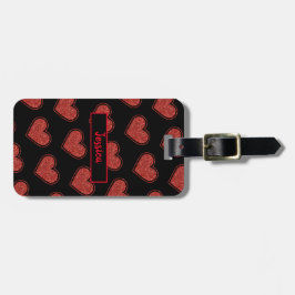 Anpassadet Cute Red Hearts Glitter Bagagebricka