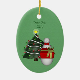 Anpassadet Cute Snögubbe Träd Helgdag Julgransprydnad Keramik