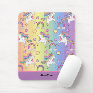 Anpassadet Cute Unicorn och Rainbow Mönster Musmatta