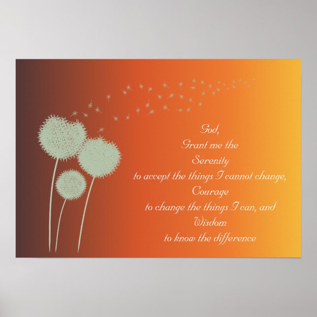 Anpassadet Dandelions Serenity Prayer Poster (Framsidan)