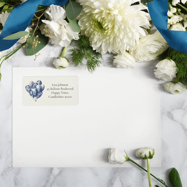 Anpassadet Delft Blue Balloons Adressetikett (Skapare uppladdad)