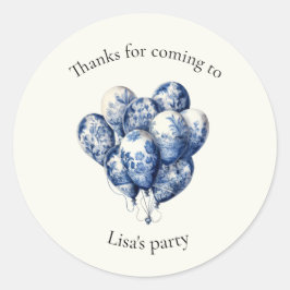 Anpassadet Delft Blue Balloons Runt Klistermärke