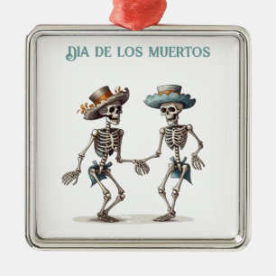 Anpassadet Dia de los Muertos dans skeletons Julgransprydnad Metall