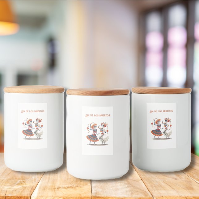 Anpassadet Dia de los Muertos dans skeletons Mat Etikett (Skapare uppladdad)