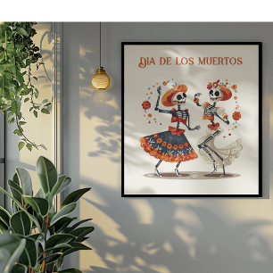 Anpassadet Dia de los Muertos dans skeletons Poster