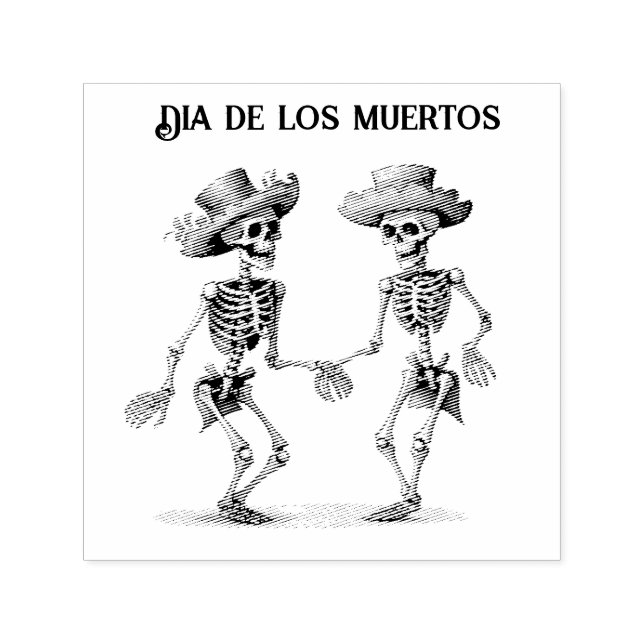Anpassadet Dia de los Muertos dans skeletons Självfärgande Stämpel (Design)
