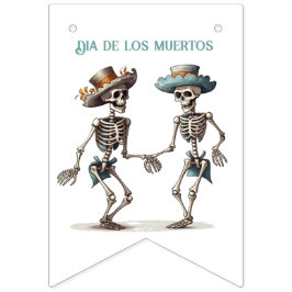 Anpassadet Dia de los Muertos dans skeletons Vimplar